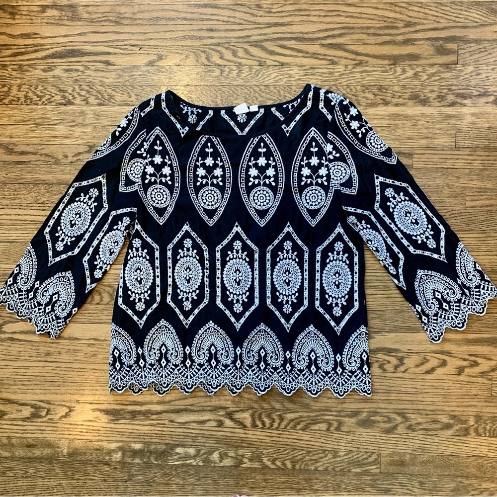 GAP Black & White Embroidered Cotton Top | M​​